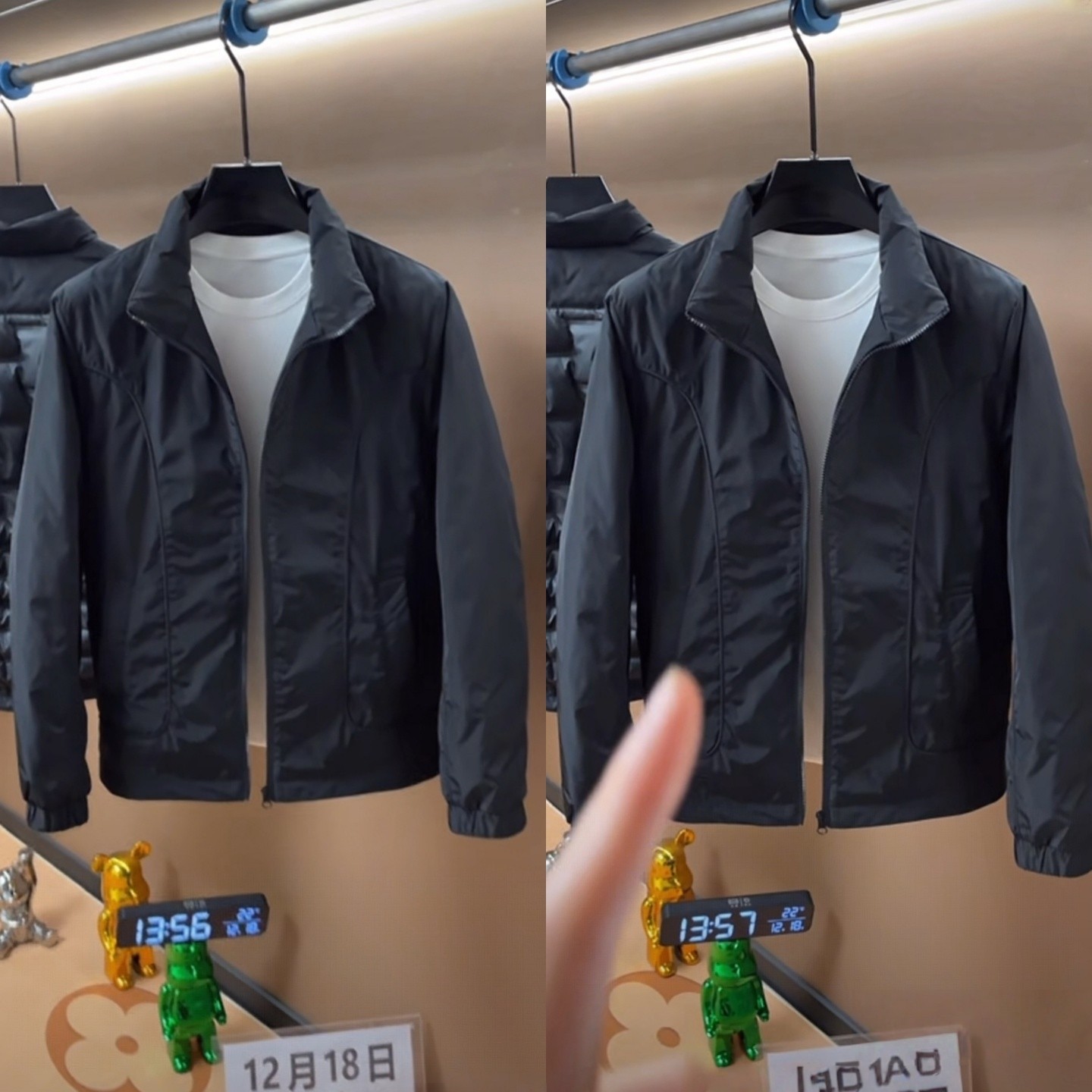 高级感男士百搭黑色轻奢潮流棉服外套冬季商务休闲风立领拉链夹克