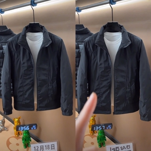 高级感男士百搭黑色轻奢潮流棉服外套冬季商务休闲风立领拉链夹克