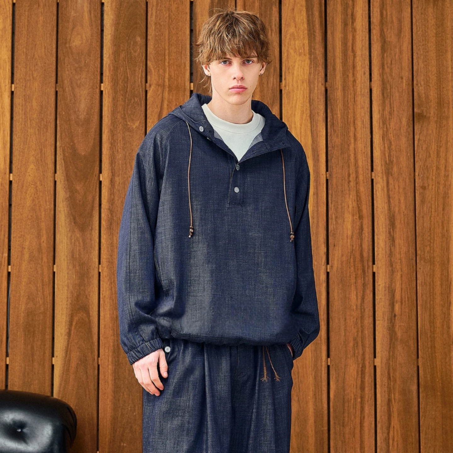 牛仔连帽卫衣男套装2026春夏季新款休闲潮流美式两件套时尚高品质