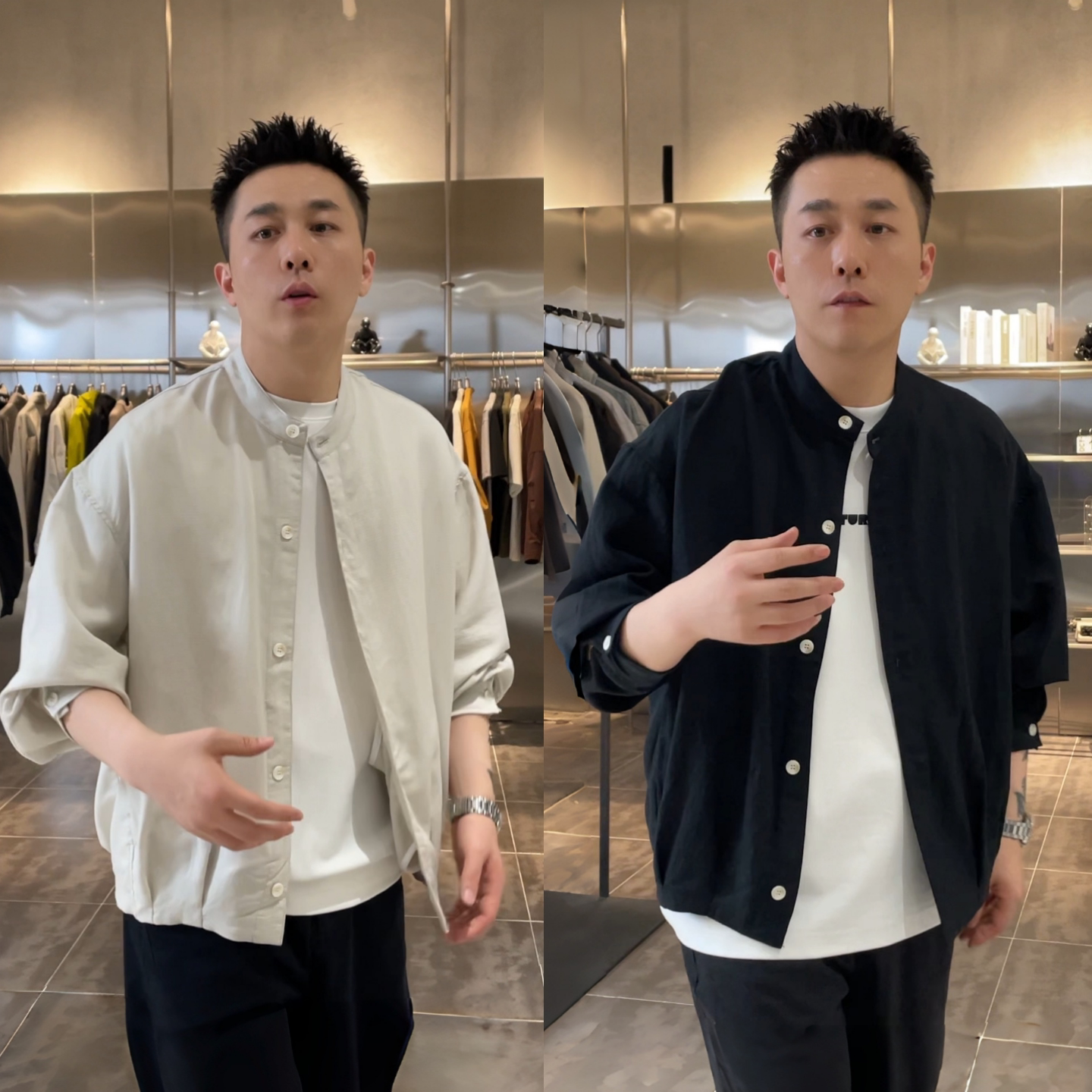 极简老钱风纯色男士时尚开衫夹克