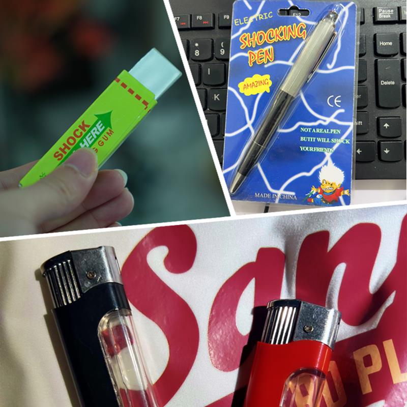 新奇特触电整人玩具真打火机 愚人节恶搞玩具电人口香糖圆珠笔