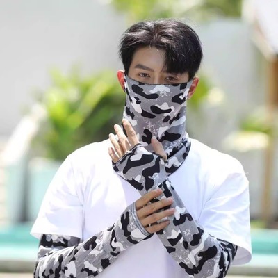 电焊工专用围脖防烫面巾男士夏季户外工地防晒面罩护颈脖套薄款男