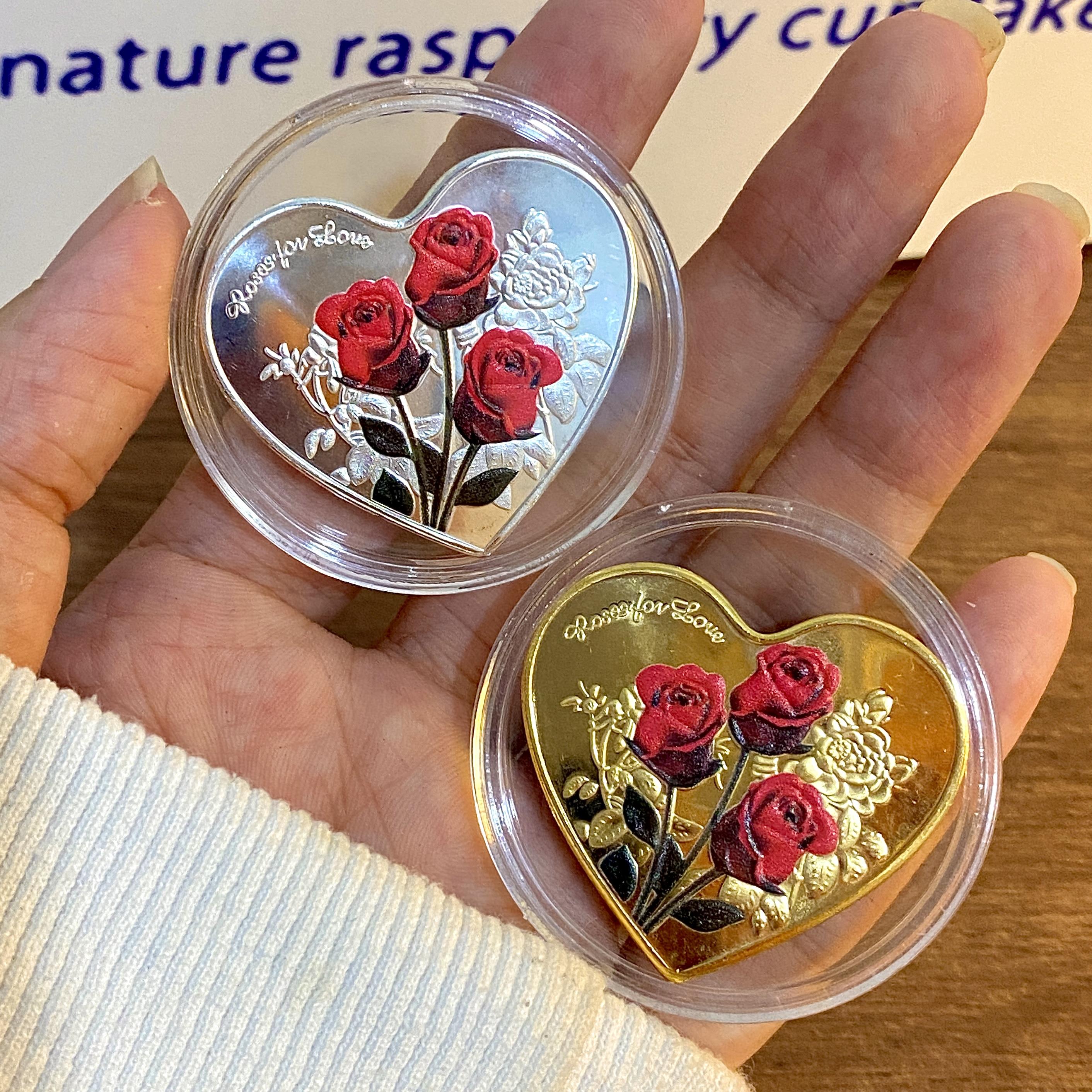爱心玫瑰花生日纪念币生日礼物纪念币创意精致小礼品仪式感纪念品