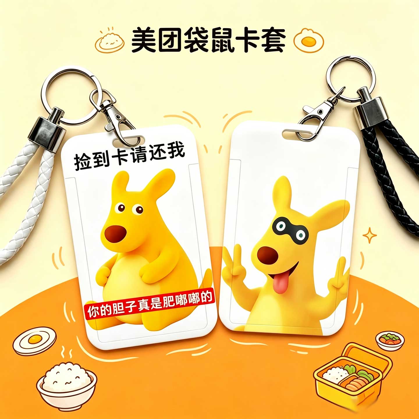 美团袋鼠滑盖防摔证件卡套图片