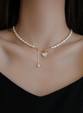 小众气质设计爱心珍珠项链