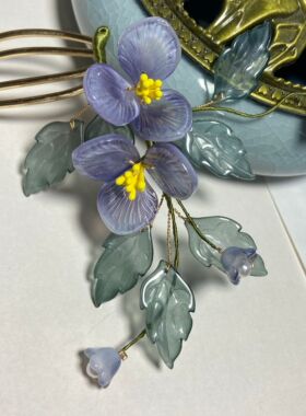 发梳琉璃藤蔓花草雾霾蓝