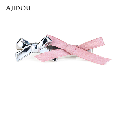 AJIDOU阿吉豆发饰女款时尚金属丝带蝴蝶结鸭嘴夹侧边夹