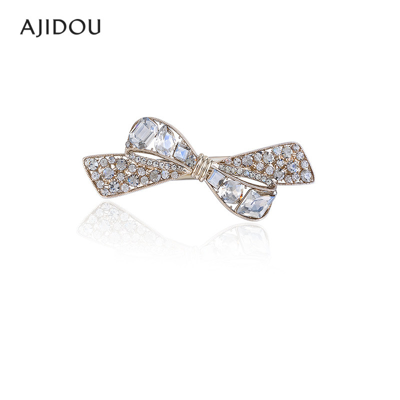 AJIDOU阿吉豆发饰女款香槟色蝴蝶结横夹发夹