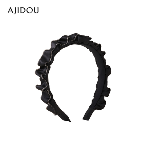 AJIDOU阿吉豆发箍女高颅顶水钻百搭时尚黑色气质宽发箍头箍发饰