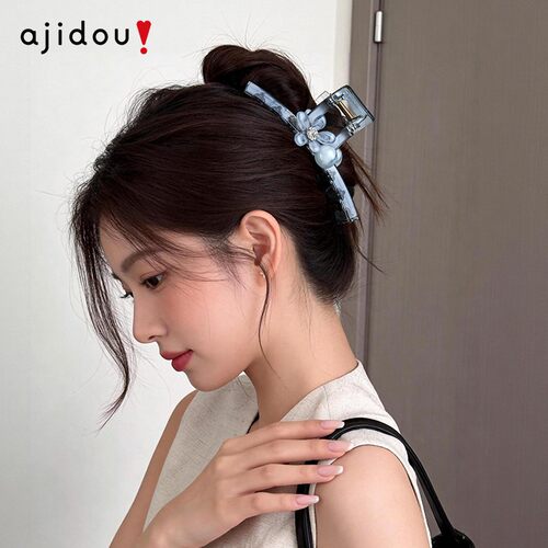 AJIDOU阿吉豆抓夹海盐蓝鲨鱼夹时尚后脑勺盘发抓夹发饰发卡女发饰