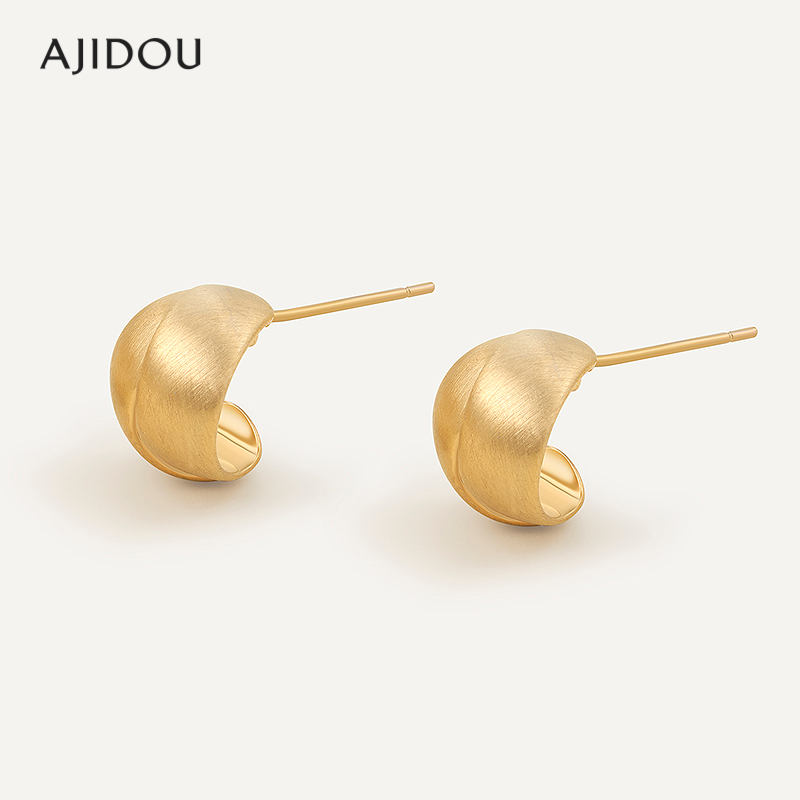 AJIDOU阿吉豆休闲简约耳钉女款时尚高级感耳饰金色耳钉耳环设计感,饰品/流行首饰/时尚饰品新,耳环,淘宝优惠券,粉丝福利购,淘宝优惠卷