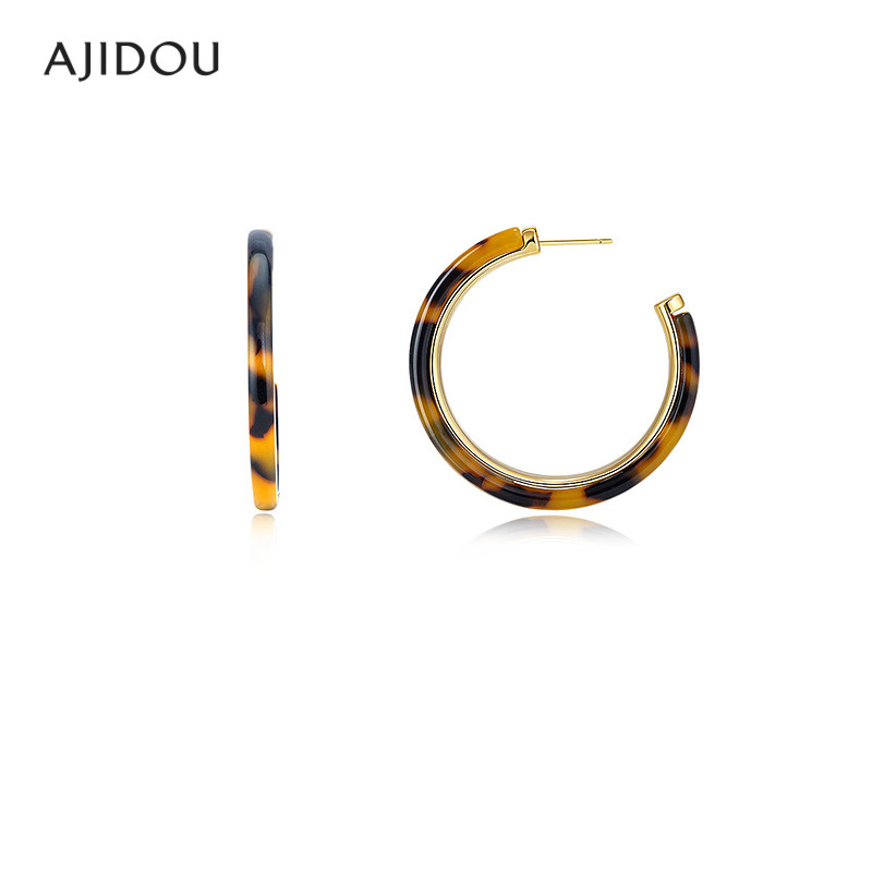 AJIDOU阿吉豆耳钉女款豹纹醋酸欧美风大耳圈
