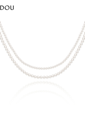AJIDOU阿吉豆项链女款双层叠戴珍珠项链