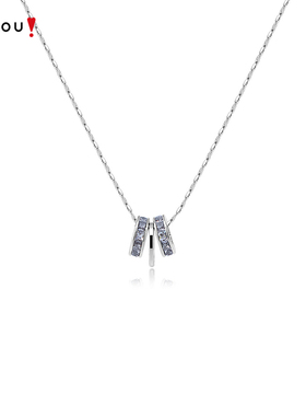 AJIDOU阿吉豆项链女款灰色光迹系列锁骨链短颈链