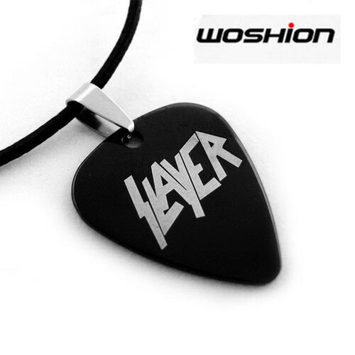 Woshion 沃森个性钛钢金属吉他摇滚拨片项链饰品 SLAYER 杀手乐队