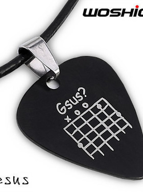 woshion沃森乐器个性摇滚金属朋克钛钢拨片项链Jesus or Gsus和弦