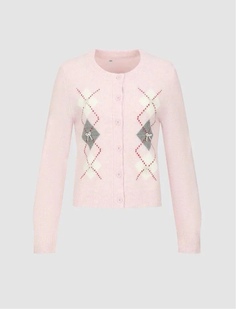 SH&UR2026春季新款女装休闲学院风菱格蝴蝶结针织开衫UYY96000