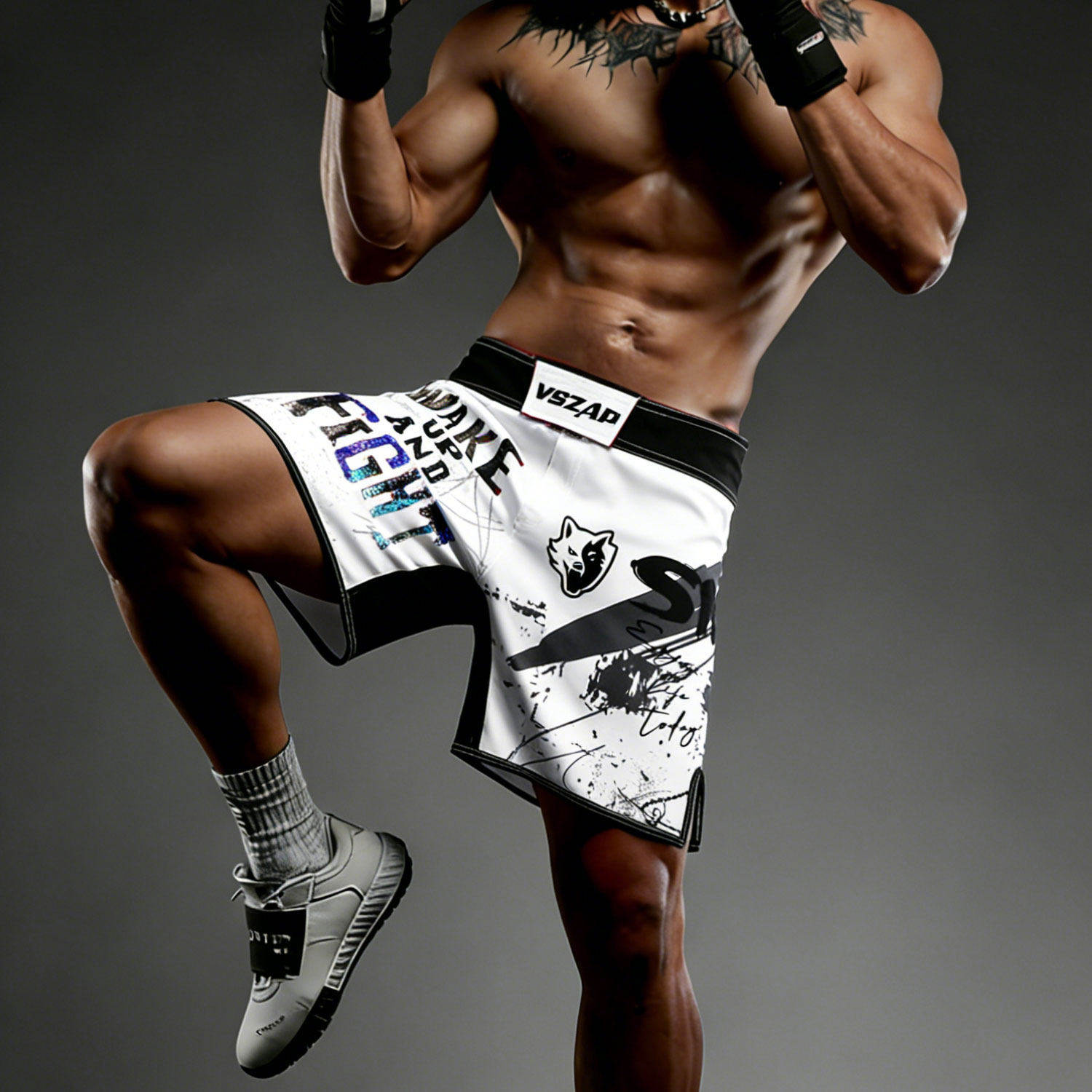 VSZAP正品狼头黑白色调简约运动短裤休闲健身房训练裤速干耐磨服