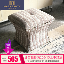 凳子小户型家用垫脚凳北欧实木化妆凳 美式 沙发凳脚踏客厅布艺换鞋