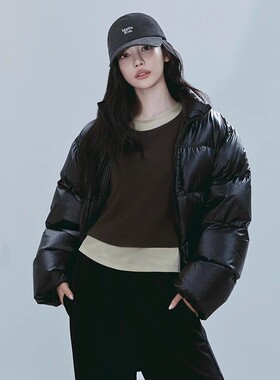 日本offcat宁艺卓同款黑色羽绒服冬季新款宽松防风保暖面包服外套