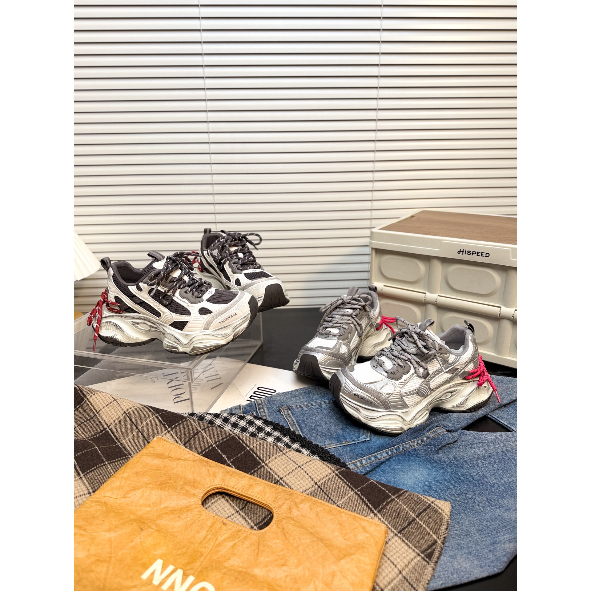 日本OFFCAT真皮绑带做旧擦色厚底松糕老爹鞋女跑步鞋休闲运动鞋潮