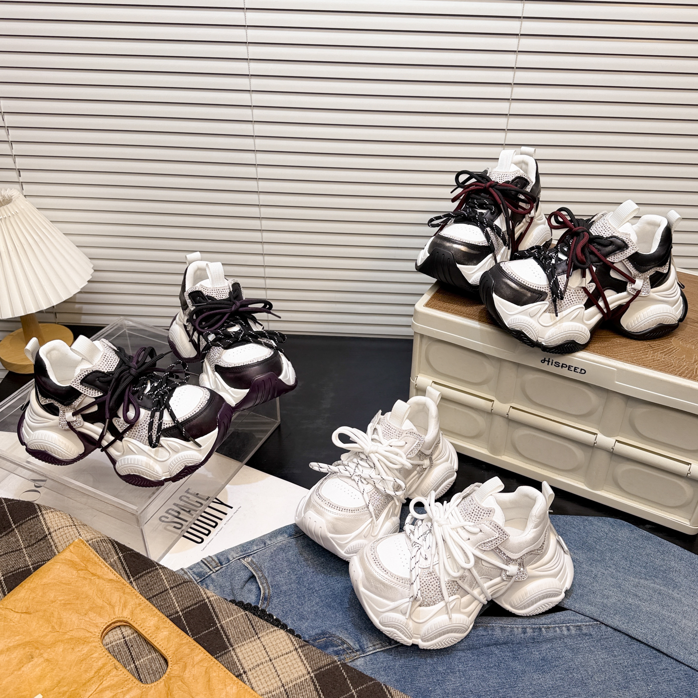 日本OFFCAT真皮系带松糕厚底老爹鞋女复古擦色小白鞋2026款运动鞋