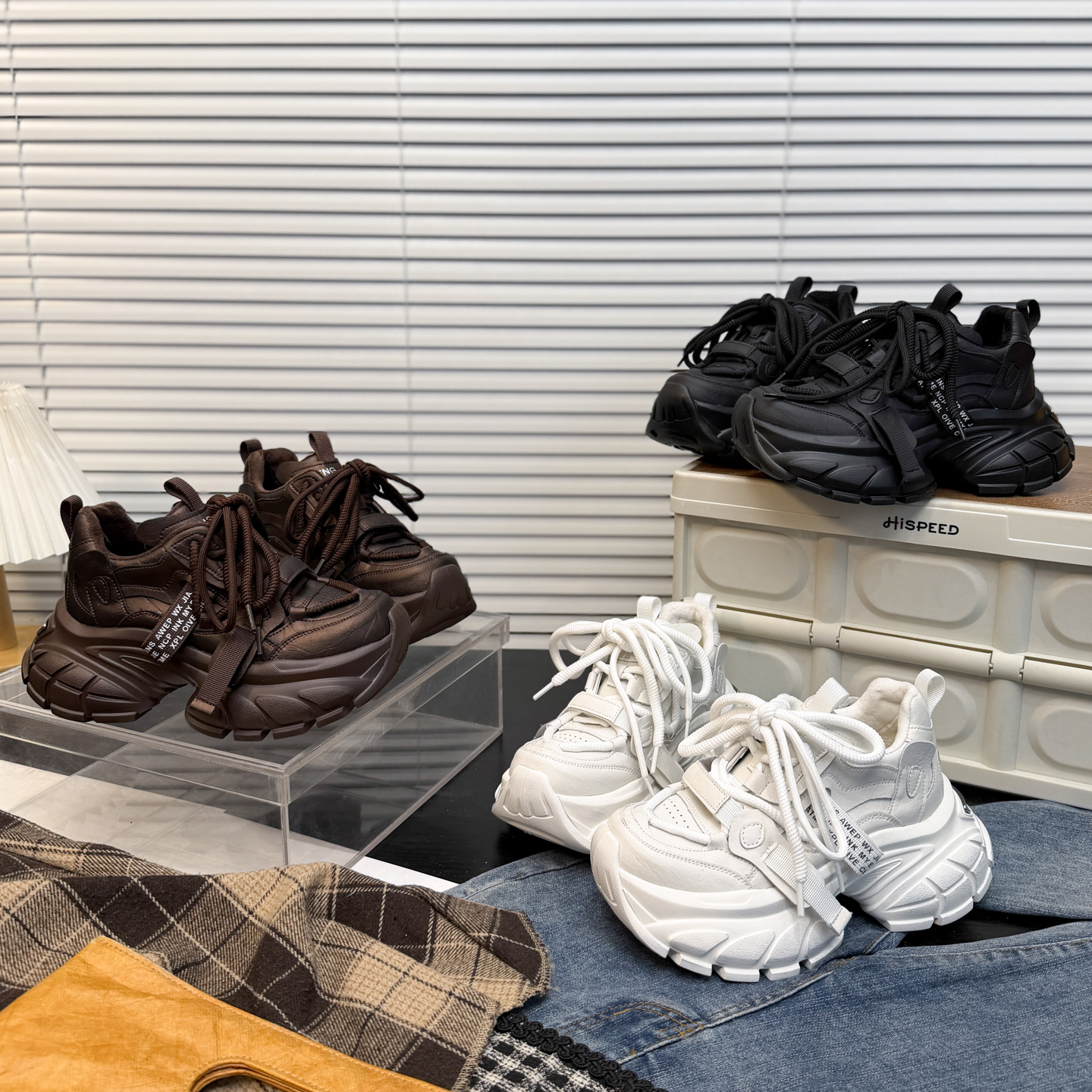 日本OFFCAT真皮厚底增高加绒老爹鞋女2025冬季新款时尚休闲运动鞋