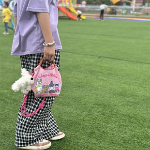 日本offcat ball chain茶杯猫柴犬刺绣mini环保手提斜跨尼龙袋女