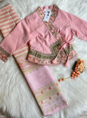 云南西双版纳傣族服饰女舞蹈服春秋装新品拍照小香风上衣长裙套装