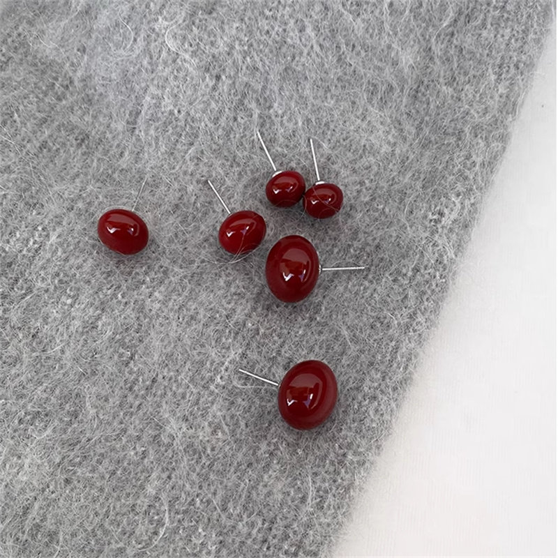 秋冬酒红色车厘子耳钉日常通勤