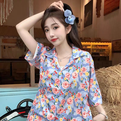 夏威夷休闲港风复古花衬衫