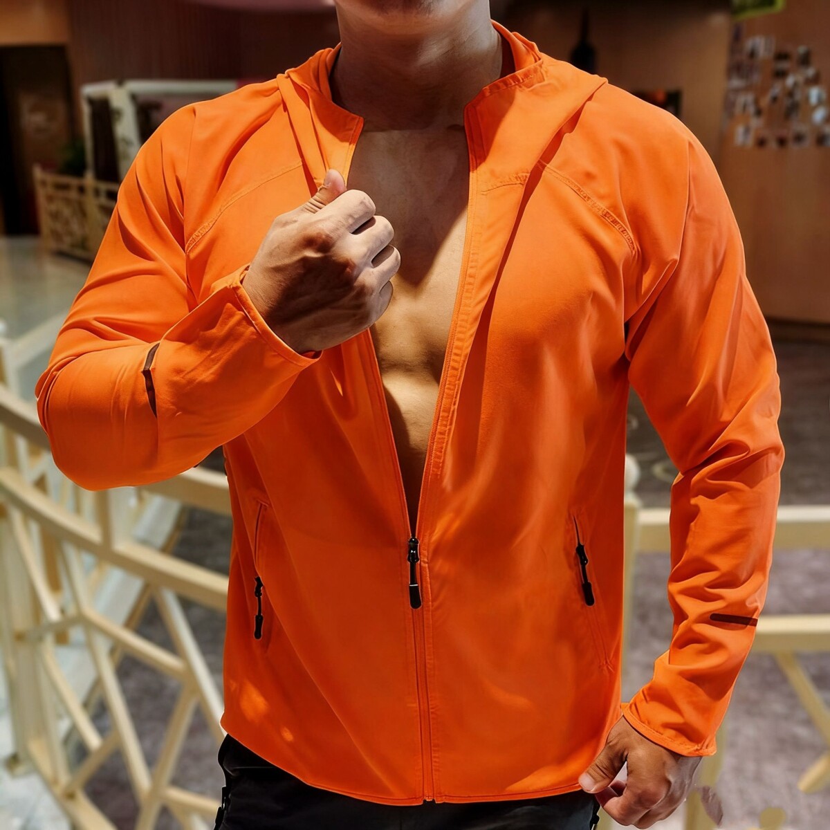 运动跑步速干外套定制男女款春秋田径训练骑行登山拉链连帽防风衣