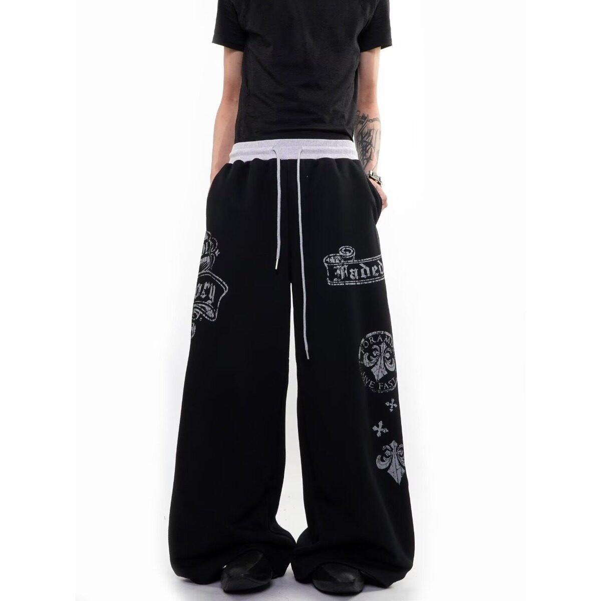 ukeeu原创简约休闲卫裤爵士舞嘻哈hiphop男女同款长抽绳裤子街舞