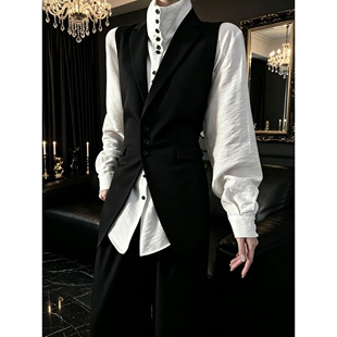 春秋职业马甲女西装正装黑色背心工装工作服气质小马夹美容师套装