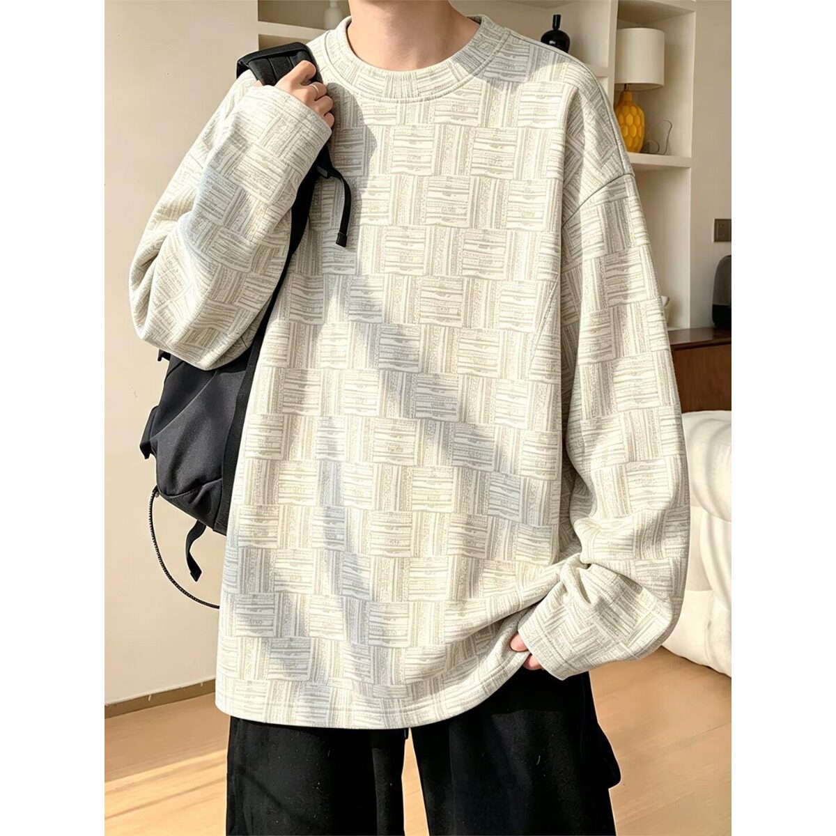 秋冬港风毛衣男潮牌日系简约青少年学生痞帅内搭纯色扭花针织衫潮