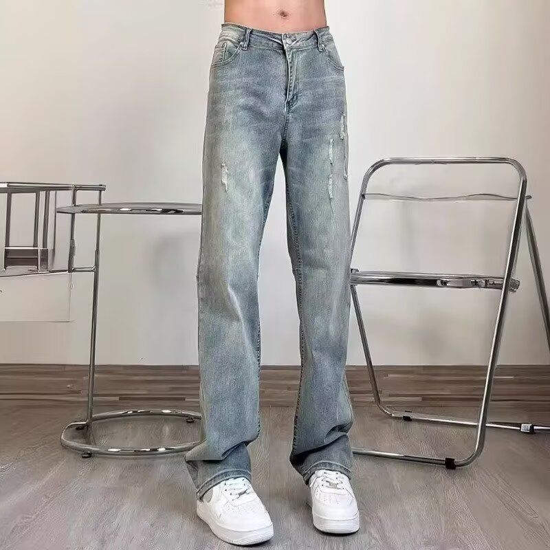 复古怀旧高腰微喇牛仔裤女春季新款胖mm大码弹力显瘦喇叭马蹄裤子