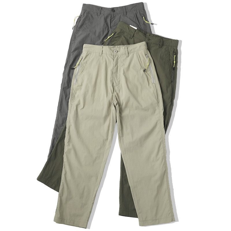 拉链口袋冰丝薄款工装裤男士户外速干透气宽松垂坠感直筒运动裤子