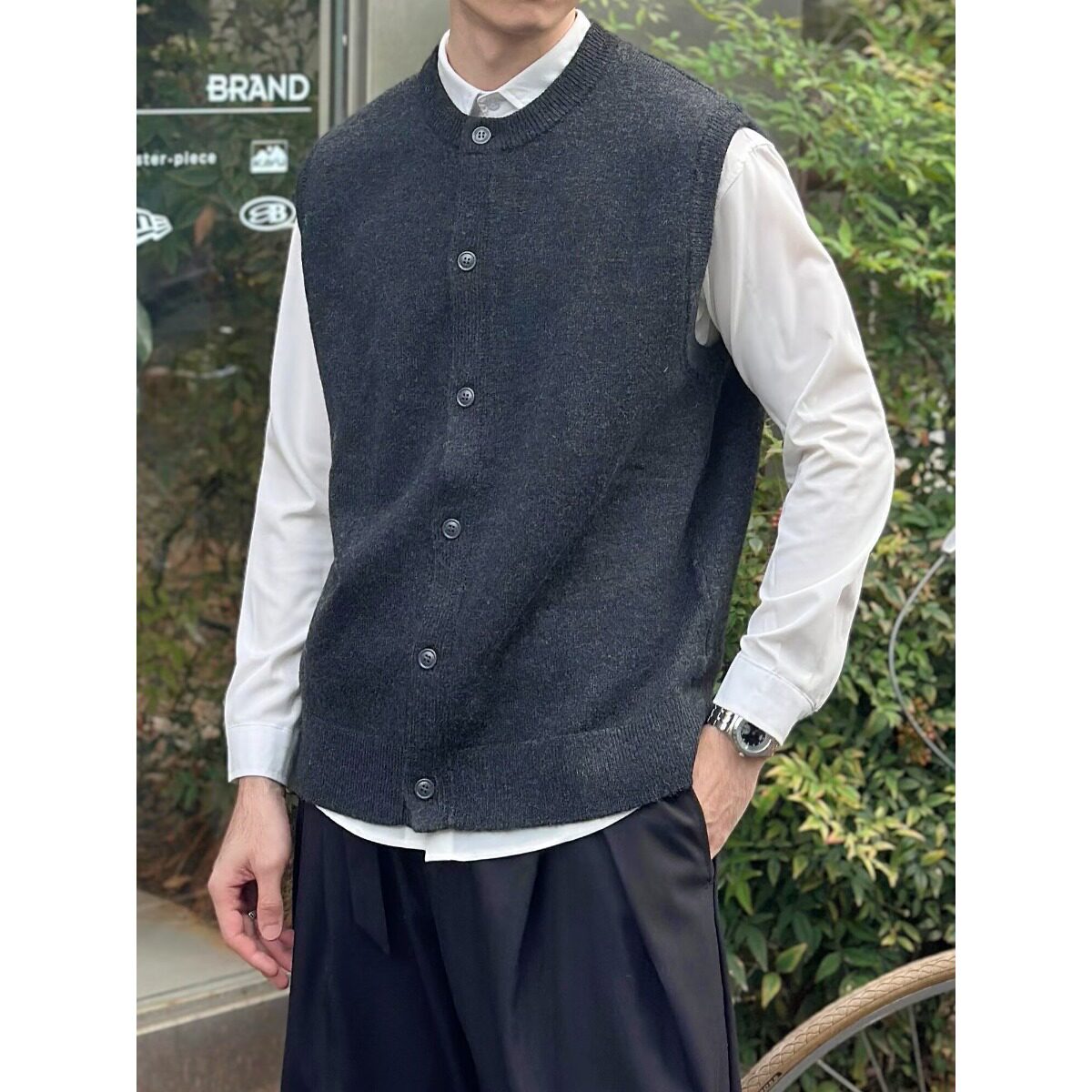 轻奢净色软糯针织开衫羊毛混纺垂坠感都市通勤长袖毛衣男士