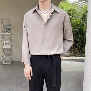 纯色衬衫 轻熟风男装 春季 男长袖 商务免烫垂感高级感衬衣男 韩版 薄款