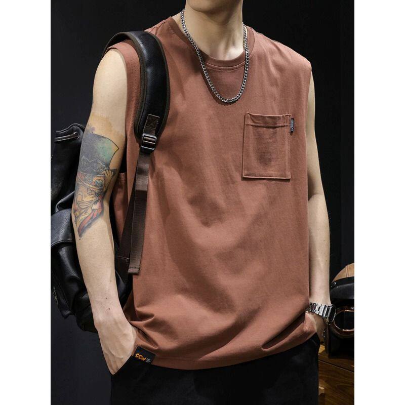 美式潮牌t恤汗背心男夏季2026坎肩男士无袖运动健身篮球男款大码