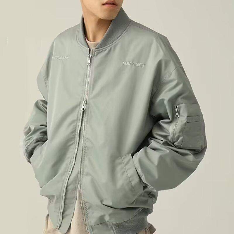美式刺绣字母飞行员夹克男复古宽松潮流百搭bf棒球服外套