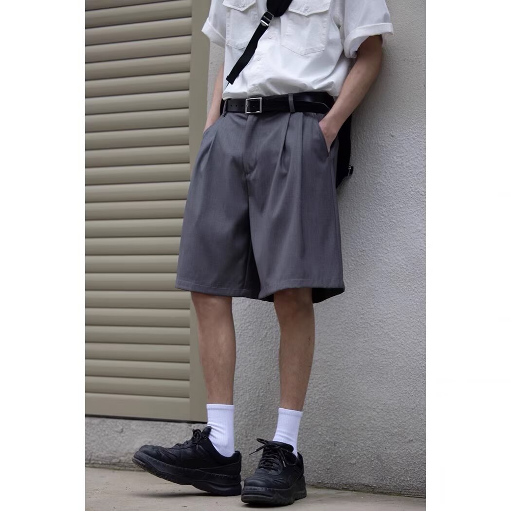 夏季西装短裤男宽松直筒