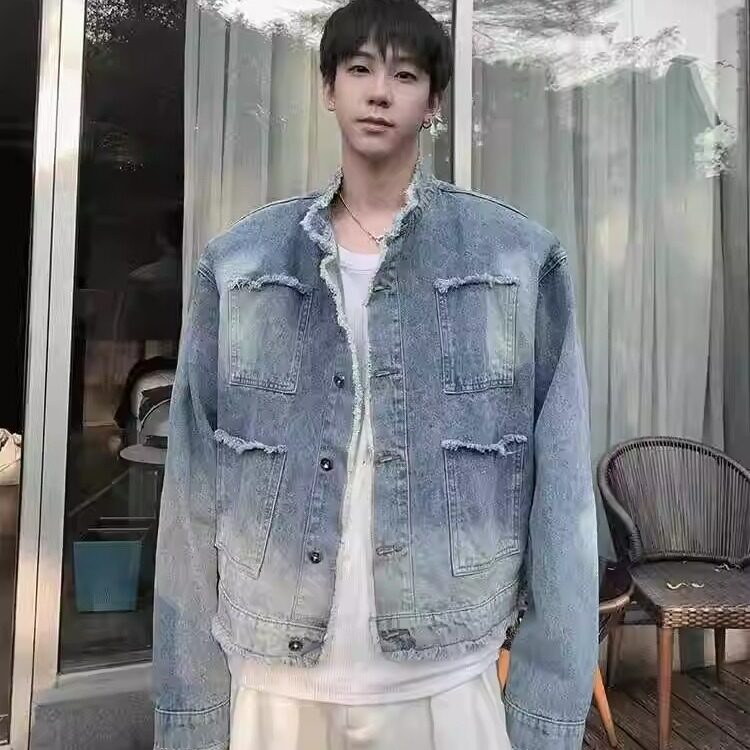 小众设计感水洗渐变夹克春秋宽松