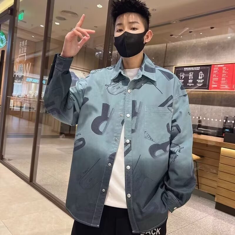 春夏季薄款长袖男士衬衫韩版潮流修身衬衣青年休闲寸衫百搭上衣服
