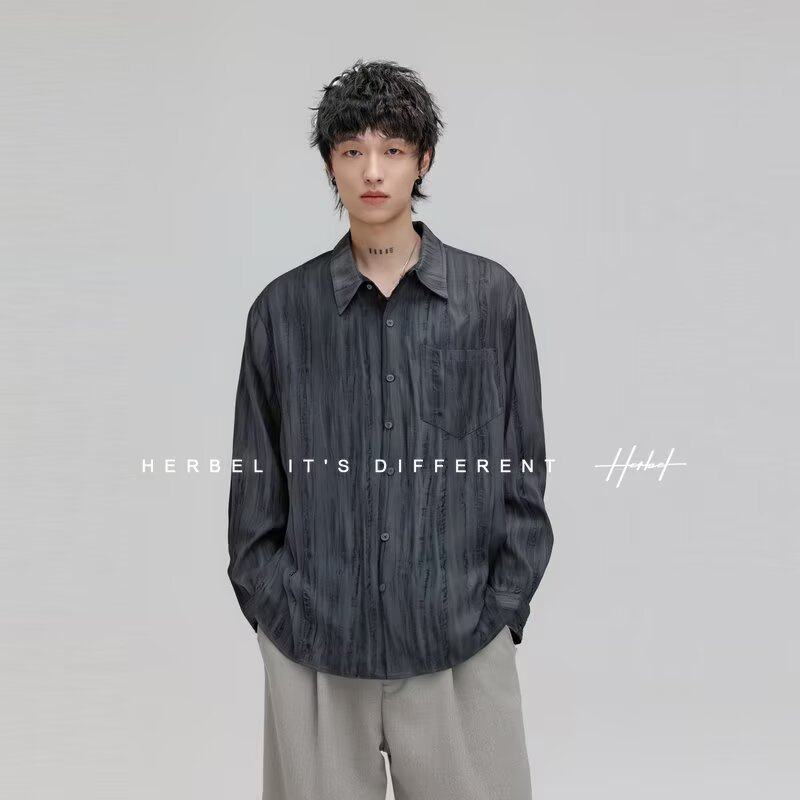 乱潮2025春季新款男装潮牌设计感衬衣高级感时尚宽松气质个性上衣