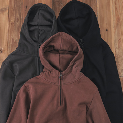 重磅设计感美式半拉链套头卫衣