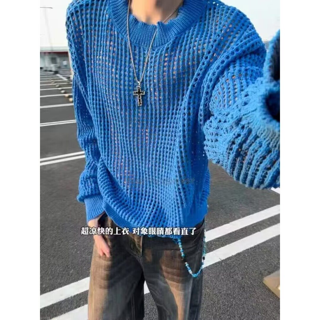 毛衣女针织衫外套宽松加厚克莱因蓝保暖高级休闲上衣日常秋冬款