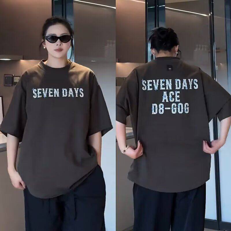 夏季美式潮牌蝙蝠袖圆领短袖男简约时尚宽松舒适百搭情侣休闲T恤