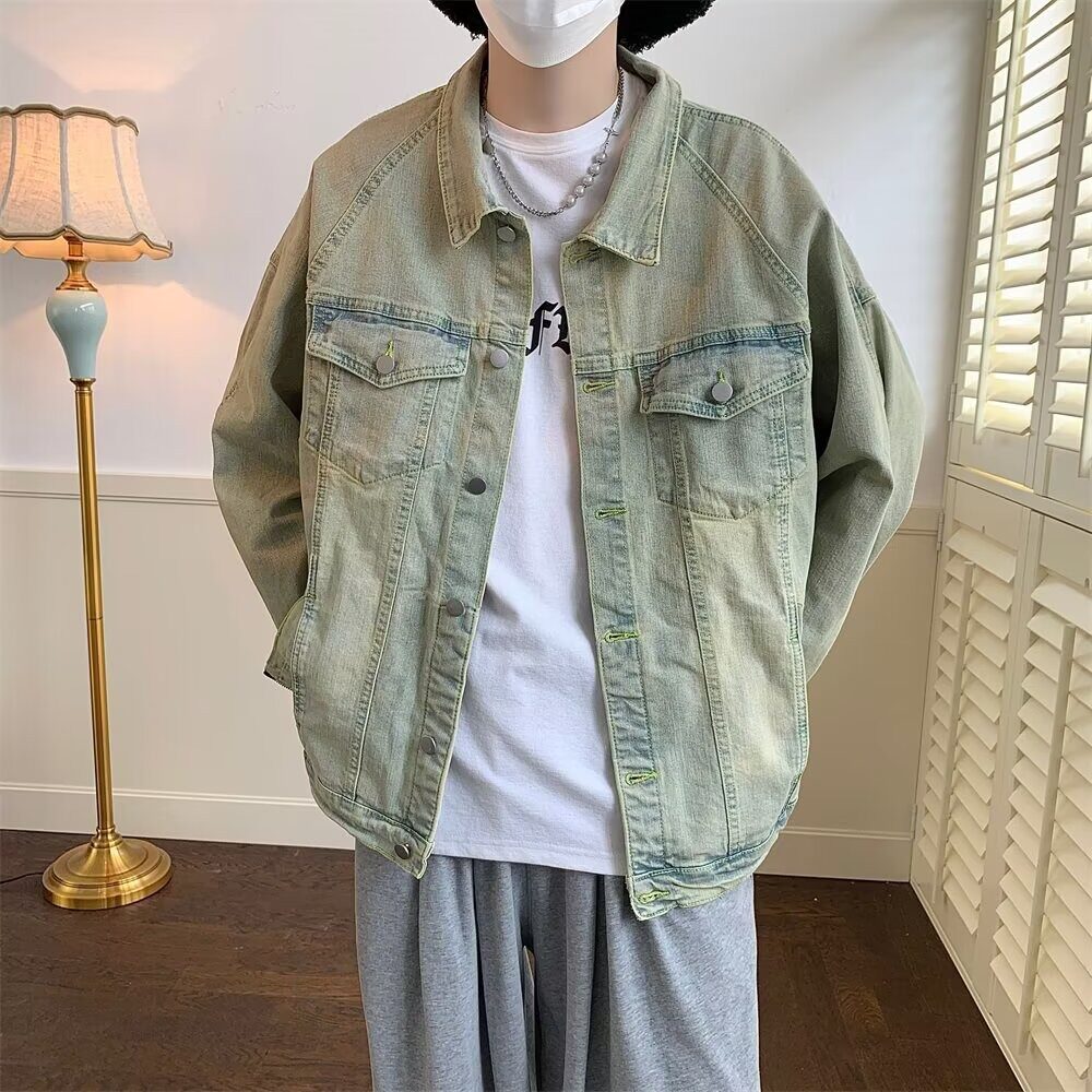 美式高街vibe牛仔外套男女春秋复古港风chic潮拉链设计感小众夹克