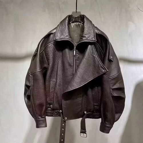 美式复古翻领皮衣外套男款情侣春秋PU夹克女痞帅高级感机车服
